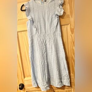 Large Baby Blue Eyelet Dress with Ruffle Cap Sleeve
